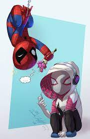 Instead of a death grandparent that sets gwen off on her angsty life, its peter parker death while trying to become a super here. Chibi Spiderman Spidergwen Art Print Chibi Spiderman Spiderman Art Spiderman And Spider Gwen