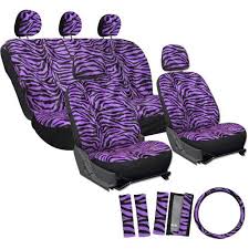 Oxgord 17pc Set Zebra Animal Print Purple Black Auto Seat Covers Set Airbag Compatible Front Low Back Buc Suv Seat Covers Truck Seat Covers Seat Covers