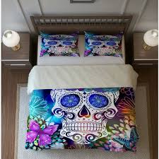 Sugar Skull Bedding Duvet Cover Set Butterfly Burst King 2 Shams In Stock Ready To Ship Skull Bedding Sugar Skull Decor Skull Bedroom
