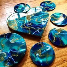 B L U E Z I R C O N 9 Abstract Resin Painting Resin Etsy Resin Art Resin Art Painting Resin Furniture