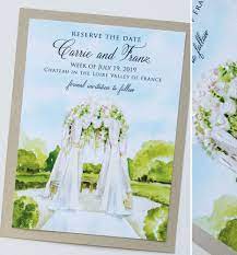 Carrie V Watercolor France Wedding Save The Date Wedding Saving France Wedding Painted Wedding Invitation