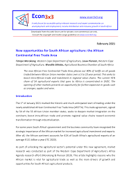 This report highlights the great potential of the agribusiness sector in africa. Pdf New Opportunities For South African Agriculture The African Continental Free Trade Area