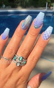 Create an easy lavender nail art design by just dabbing the brush onto your nail. 30 Mermaid Nails Design To Step Up Your Mani Game Proving Easy Beauty Ideas On Latest Fashion Trend