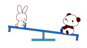 シーソーで遊ぶうさぎとパンダのイラスト | 無料イラスト素材｜素材ラボ