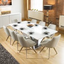 Huge 8 Seater Dining Set 2 2mt White Glass Top Table 8 Large Ice Grey Chairs Glass Top Dining Table Dining Table Marble Dining Table Chairs