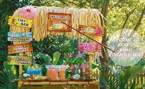 The decor hangs vertically via a keyhole backing. Amazon Com Hawaii Aloha Luau Party Sign Tropical Hawaiian Summer Themed Party Decorations Diy Customization Sign Set Of 7 Toys Games