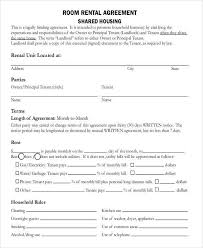 Sample Room Rental Agreement Room Rental Agreement Rental Agreement Templates Roommate Agreement Template