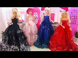 Queen Elsa Anna Barbie Dolls Dress Up Clothes Barbie Abend Kleid تلبيس باربى فساتين سهره Youtube Dress Up Outfits Doll Dress Queen Elsa