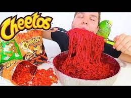 Delicious Flamin Hot Cheetos Noodles Mukbang Recipe Youtube Spicy Fried Chicken Cheetos Weird Food