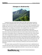 See more ideas about reading comprehension passages, comprehension improve your students' reading comprehension with readworks. Changes In Biodiversity Pdf Changes In Biodiversity Changes In Biodiversity By Readworks Hundreds Of Years Ago Before North America Was Split Up Course Hero