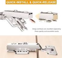 4pcs Full Overlay Soft Close Cabinet Hinges Frameless Concealed Door Hinges European Soft Closing Four-Hole Mounting Plate Hinges Nickel Plated Finish