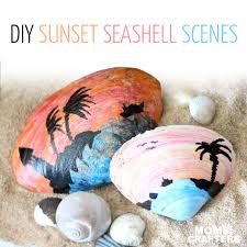 Paint a sunset beach scene on wood, include you kids are host a fun paint party. Painted Seashell Craft Sunset Scenes Moms And Crafters