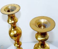 Decorative brass candle pillar s/2 with brass antique finish. Vintage Pair Solid Brass Candlesticks Candle Holders 13 Set 2 India Large Heavy 1802336131