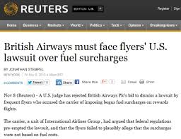 Frequent Flyers Lawsuit Over British Airways Fuel