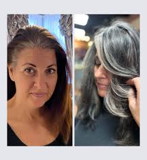30 people before and after embracing their natural grey hair with the help  of this hairstylist (link in the comments)