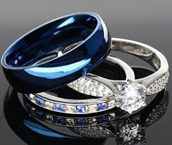 Fashion His And Hers 925 Sterling Silver Blue Saphire Stainless Steel Wedding Rings Sterling Silver Wedding Rings Sets Steel Wedding Ring Silver Wedding Rings