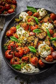 A Light Grilled Eggplant Parmesan With Roasted Tomatoes And Burrata Recipe Vegetable Recipes Recipes Tomato Recipes