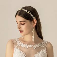 Die hochzeit ist erst der anfang! Kleidung Accessoires Braut Hochzeit Stirnband Ohrringe Set Mit Perlen Und Blumen Haarschmuck Fbu Edu Vn