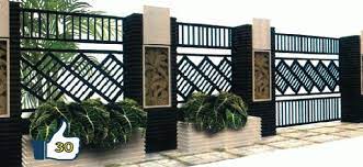Untuk ukuran pagar yang ideal adalah antara 1.2 hingga 1.5 model teralis minimalis berwarna hitam dengan garis yang miring dipasangkan pada bingkai logam persegi untuk membentuk sebuah model pagar. Model Teralis Pagar Rumah Minimalis