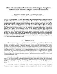 Mushroom compost can often be bought cheaply in bulk for use as a soil conditioner or mulch. Pdf Effect Of Parameters On Vermicompost S Nitrogen Phosphorus And Potassium Ratio From Spent Mushroom Substrate Nur Hizami Syazwan Sabdin Academia Edu