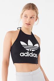 Adidas Crop Tank Top Black Adidas Trefoil Halter Tank Top Urban Outfitters Athleisure Outfits Summer Athleisure Outfits Halter Tank Top