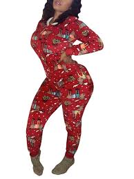 Women s One Piece Onesie Sleepwear Christmas Print Pajamas Jumpsuit Party  Clubwear - Walmart.ca