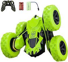 De los 5 materiales el que menos se usa en un vehã. Amazon Com Coche De Control Remoto Rc Stunt Car 360 Grados Voltea Doble Cara Giratoria Cayendo Alta Velocidad 7 5 Mph Y 2 4 Ghz Juguetes De Control Remoto Para Ninos Coches De Juguete Para