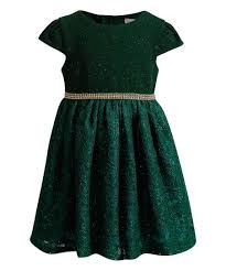 Youngland Green Glitter Lace Cap Sleeve Dress Toddler