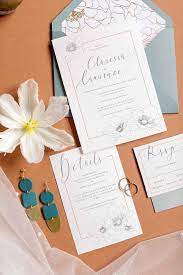 Mid Century Modern Farmhouse Wedding Inspiration Light Blue Wedding Invitations Floral Wedding Invitation Suite Blue Wedding Invitations