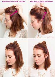 Put Off Wash Day A Little Longer With These 16 Half Up Bun Hairstyles Duz Sac Kolay Sac Modelleri Asimetrik Sac Kesimi