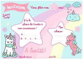 Télécharger et imprimer vos invitations personnalisées a imprimer. Carte D Invitation D Anniversaire Theme Des Licornes