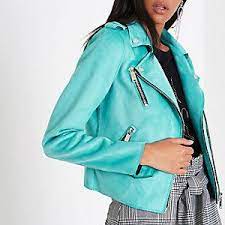 Turquoise Blue Faux Suede Biker Jacket Biker Jacket Outfit Womens Biker Jacket Jackets