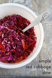 Simple Red Cabbage Slaw The Pretty Bee Recipe Red Cabbage Slaw Slaw Food
