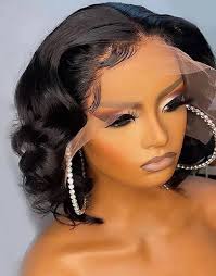 13*6 deep part wave bob Wig HD transparent lace front human hair wig with