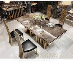 Stainless Steel And Marble Table With Leather Chairs 4 Chairs Furnitureminimalist Dining Table Marble Modern Marble Dining Tables Marble Dining