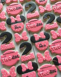 Mickey and minnie mouse cookies are perfect for a how to make mickey and minnie cookies. Minnie Mouse Sugar Cookies For Ava Who Is Turning Two Polka Dots Galore And Bows F Minnie Mouse Birthday Cakes Minnie Mouse Cookies Minnie Mouse 1st Birthday