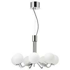 Simrishamn Chandelier 7 Armed Chrome Plated Opal Glass Ikea