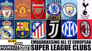 Jun 09, 2021 · the six english clubs that signed for the controversial european super league have reached a financial settlement with the premier league. Embarrassing All 12 European Super League Clubs Football Manager 2021 Experiment Youtube