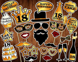 Birthday Photo Booth Props Printable Pdf 18th Birthday Photo Booth Props Printable Pdf Eighteen Birthday Photo Booths Happy 23rd Birthday Birthday Props