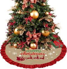 There are 963 large christmas tree skirts for sale on etsy, and they cost $61.77 on average. Buythrow Christmas Tree Skirt Large 48 Inch Burlap Tree Skirt With Red Ruffle Decor Merry Christmas Tree Skirt Decorations Xmas Holiday Home Office Decorations Christmas Indoor Outdoor Decorations Walmart Com Walmart Com
