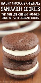 Healthier Chocolate Cheesecake Sandwich Cookies In 2020 Chocolate Recipes Easy Chocolate Cookie Recipes Healthy Cookie Recipes