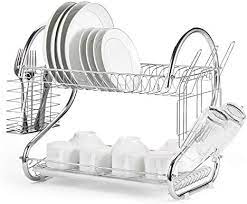 Kingrack stainless steel dish rack, full size dish drainer, metal wire drainer set with detachable utensil caddy, 360° swivel spout drain board design, for kitchen counter organized, grey. Stainless Steel Over The Sink Kitchen Dish Drainer Rack 2 Tier Rack With Cup Holder Silver Buy Online At Best Price In Uae Amazon Ae