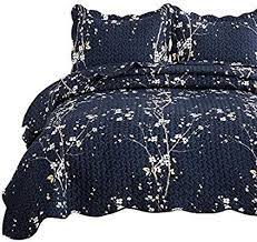 Shop for king size quilts in shop quilts by size. Bedsure Quilt Set Navy King Size Plum Blossom 106x96 Inches Bedspread Lightweight Coverlet Quilt For Spring And Summer Quilt Sets Bed Spreads Satin Bedding