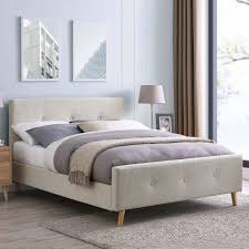 La chambre à coucher complète roche combine à merveille de belles capacités de rangement et un design chaleureux. Lit Scandinave En Tissu Capitonne Beige Greg 160x200 Cm Dip