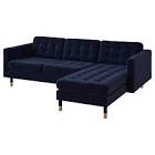 MORABO Sofa, with chaise/Djuparp dark blue/wood Ikea