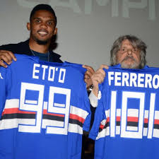 Crozza si collega con teletrogloditi, tavecchio, collovati, ferrero e vessicchio: Samuel Eto O E Massimo Ferrero Sampdoria Samuel Eto O Sports Jersey Jersey