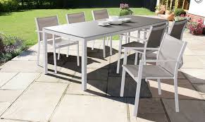 Westford 220cm Recyangle Table 6 Chairs White Aluminium Frame Garden Set All Garden Furniture Fishpools Rattan Outdoor Furniture Rattan Furniture Set Outdoor Furniture Sets