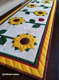 Sunflower Table Runner Ladybugs Summer Table Decor Pdf Instant Etsy Sunflower Table Runner Applique Table Runner Quilted Table Runners Patterns