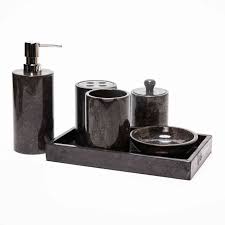 Immanuel 3d marble bathroom accessory set set of 4 | ebay. 6 Piece Marble Bathroom Accessory Set Dark Gray Decora Loft