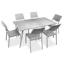 Ensemble de jardin 6 personnes coloris : Ensemble Repas De Jardin 6 Personnes Table En Metal 162x82cm Et Plateau En Gres 6 Chaises Assise Textilene Blanc Achat Vente Ensemble Table Et Chaise De Jardin 1 Table 6 Chaises Blanc Cdiscount
